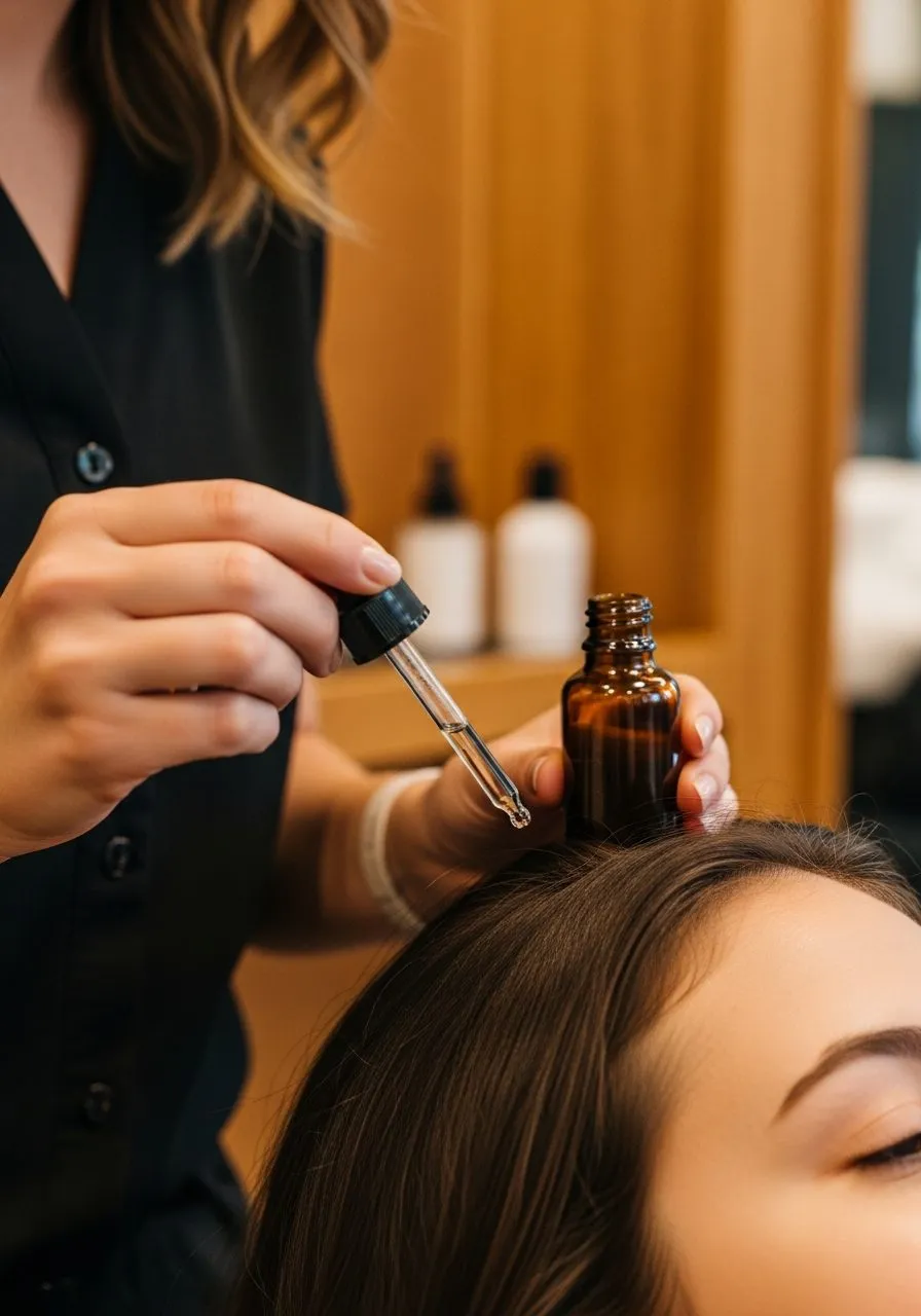 Anti-dandruff serum applied during a Japanese head spa ritual near Sunnyvale at Pure Hair Spa